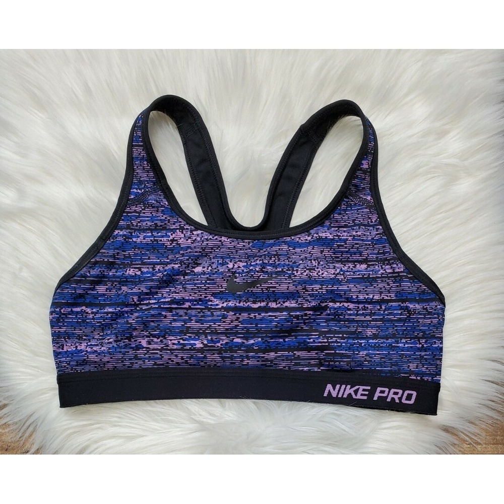 Nike Pro Racerback Sports Bra Size Medium Purple /Blue